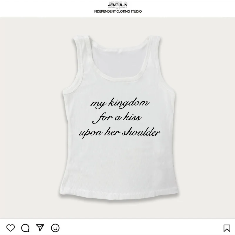 2000년대 Y2K 의류 하라주쿠 여성 민소매 탱크탑 빈티지 레터 프린트 그런지 크롭탑 스트릿웨어 펑크 고딕 이모걸 코르셋