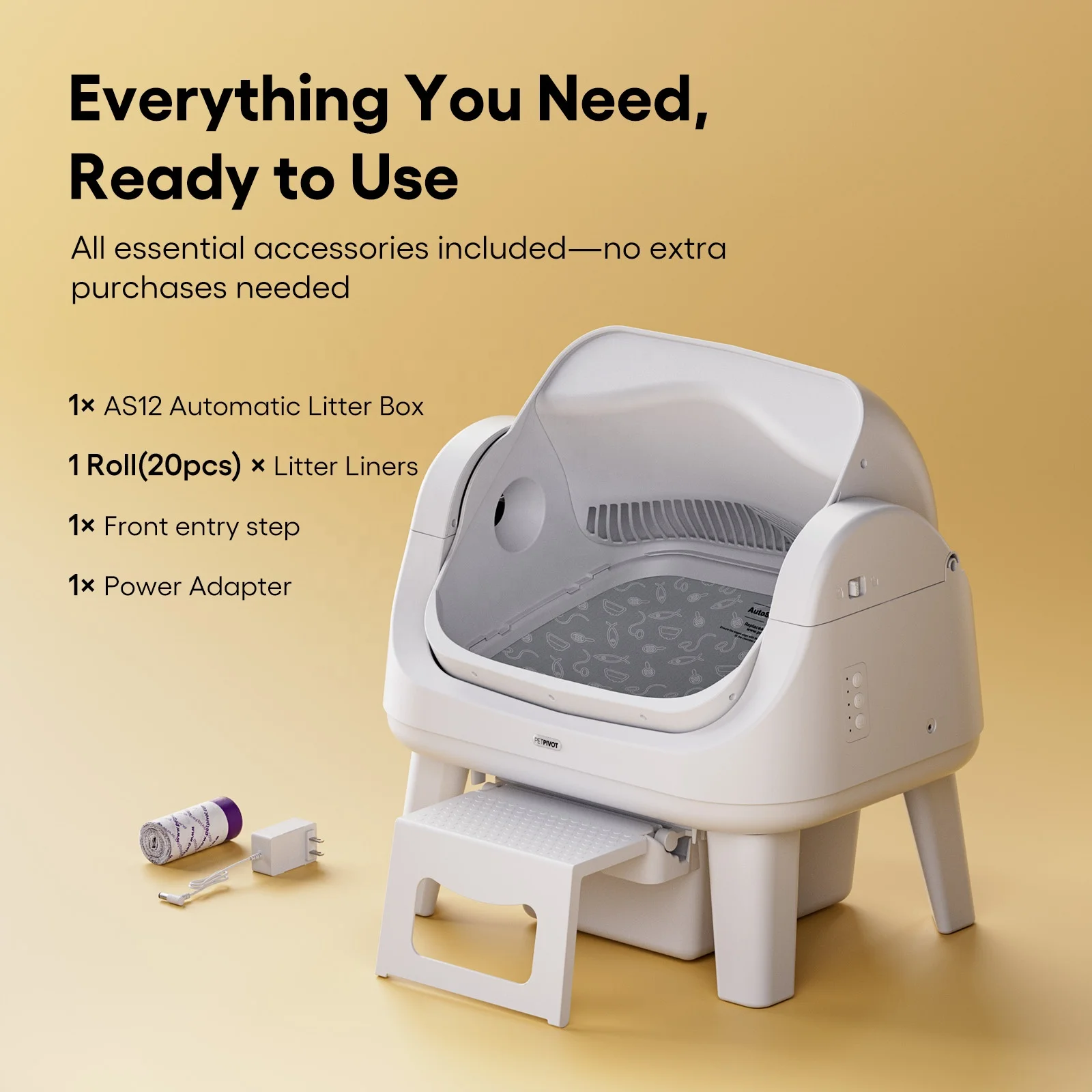 Auto Scooper 12 Lite Smart Self Cleaning Cat Box With Open Den Large Capacity AS 12 Automatic Cat Box