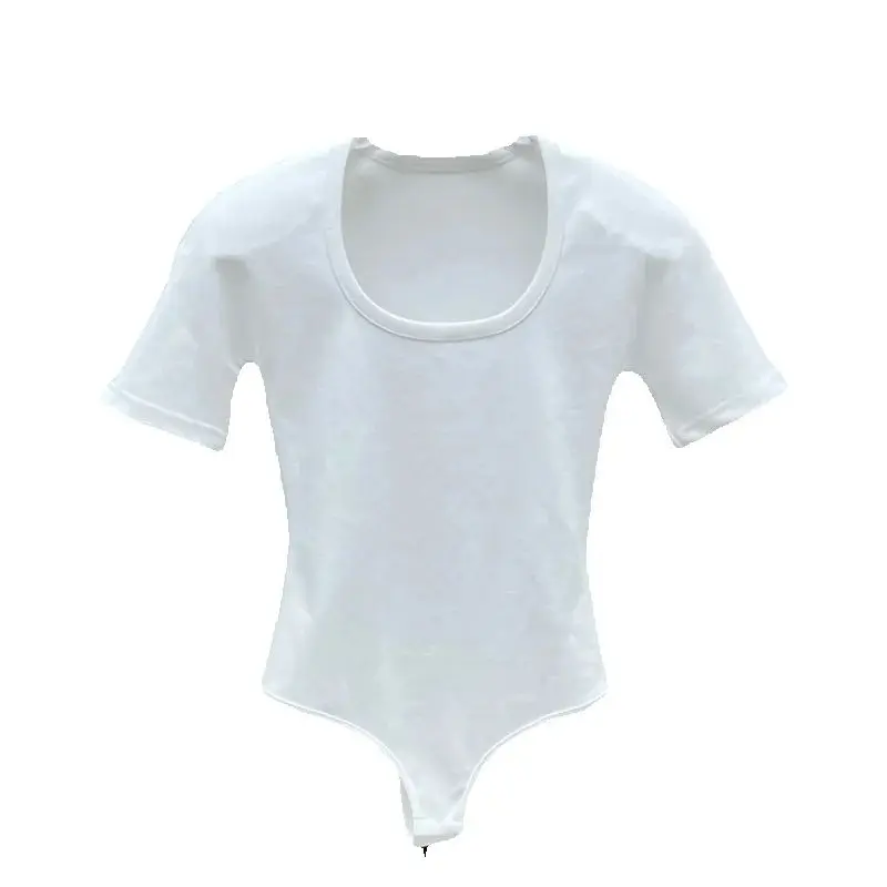 Body dames 2026 Lente nieuwe elastische gebreide slim fit korte mouwen top ronde hals puur katoen dames t-shirt dames korset - afbeelding 2