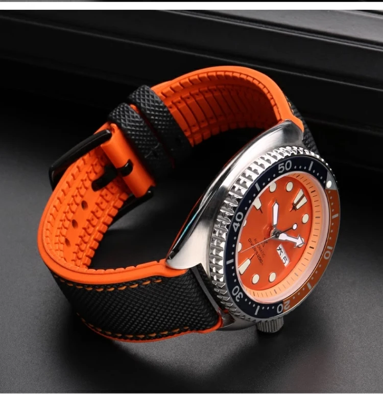 Hochwertiges Gummi-Uhrenarmband für TAG Heuer F1 Gulf Aquaracer Monaco Herren-wasserdichtes Armband blau orange 20 mm 21 mm 22 mm 24 mm – Detail 19