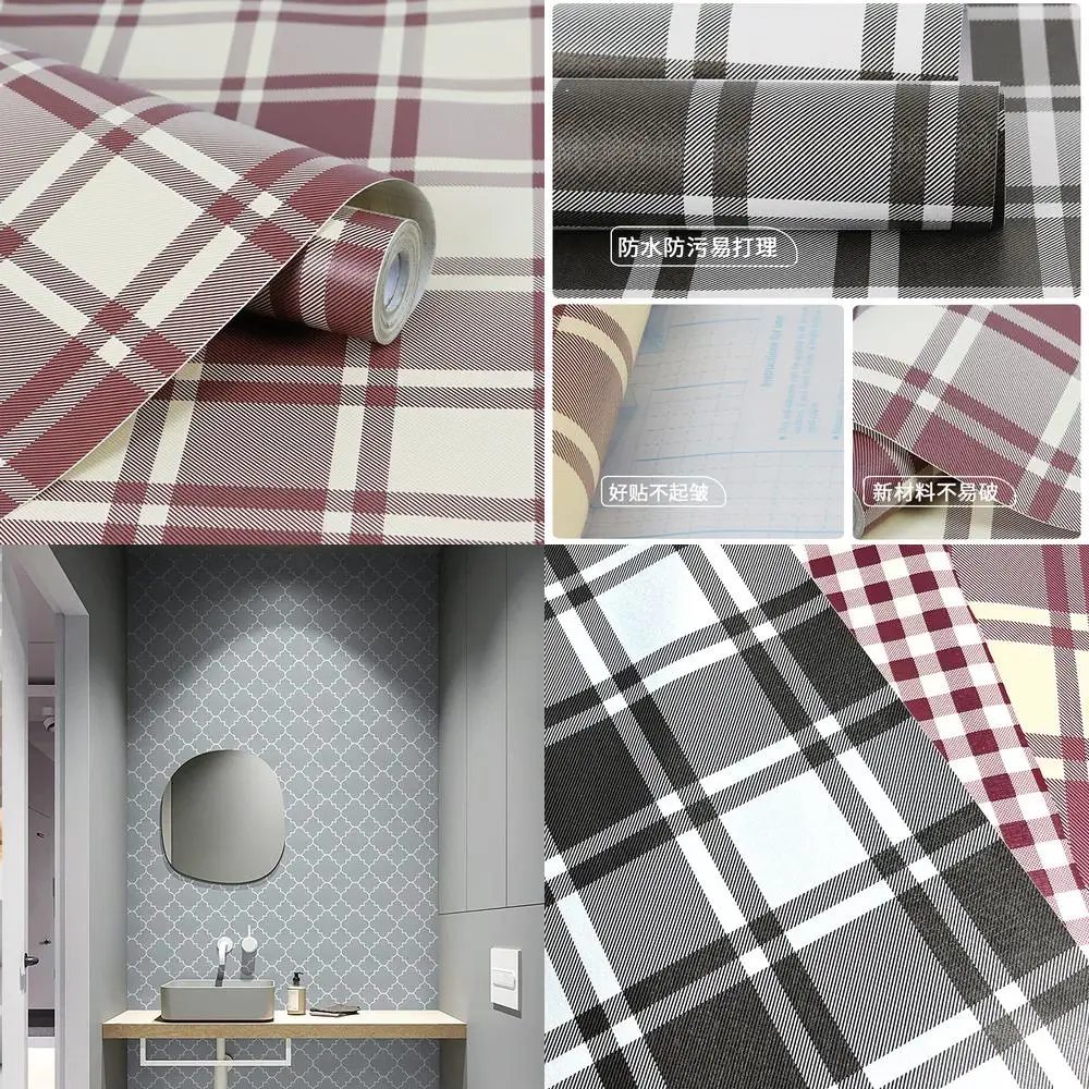 

Самоклеящиеся водостойкие влагостойкие обои для студенческого общежития, ремонт спальни, клетчатая наклейка на стену в стиле Ins для