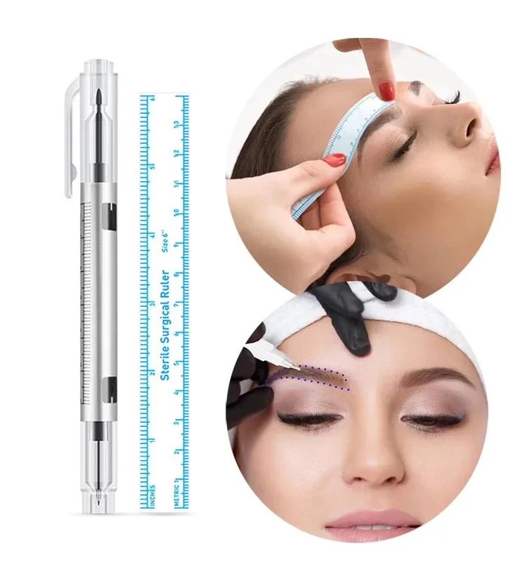 1/5/10/قطعة حزمة معقمة يمكن التخلص منها مع حاكم الجراحة الطبية تجميل دائم الجسم الوشم ثقب الكاتب الجلد قلم تحديد