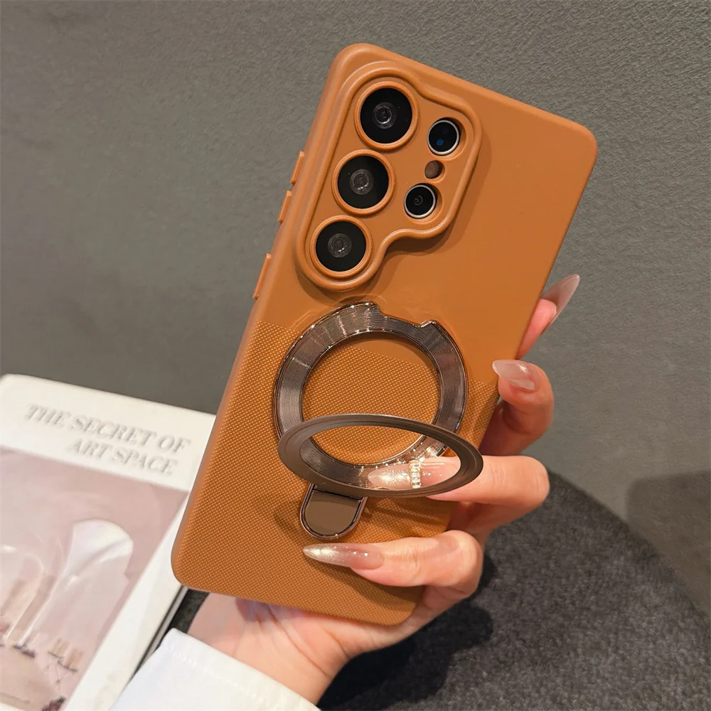 Luxuriöse Magnetische Faltbare Standhülle für Samsung S26 S25 Ultra S24 Plus S23 FE A57 A56 A55 A54 A17 A16 A15 A14 5G Rückseiten-Abdeckung