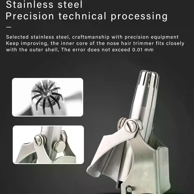 

Триммер для волос в носу, очиститель для мужчин и женщин, ручная механическая бритва из нержавеющей стали, моющиеся инструменты для удаления волос с щеткой