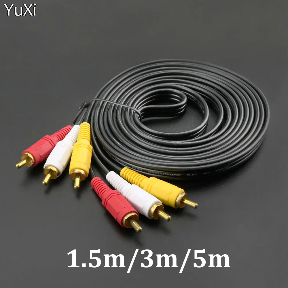 

1Pcs 3RCA Male to 3 RCA Male Composite Audio Video AV Cable Plug 3X RCA Audio Cable Retail & Wholesale 1.5M 3M 5M Replace ﻿