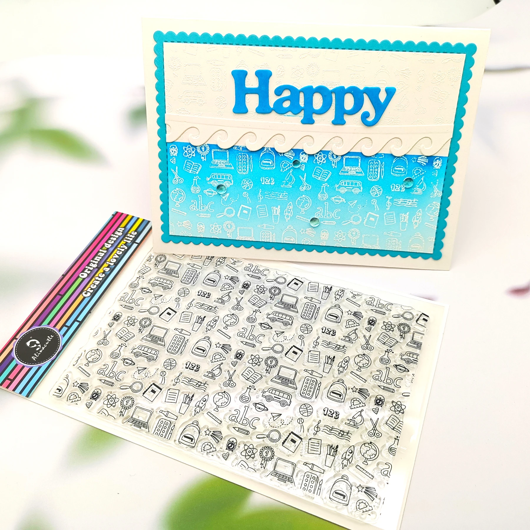 Alinacutle  Clear Stamps Back to School Pencil Computer DIY Card Scrapbooking Paper Craft Rubber Transparent Silicon Stamps