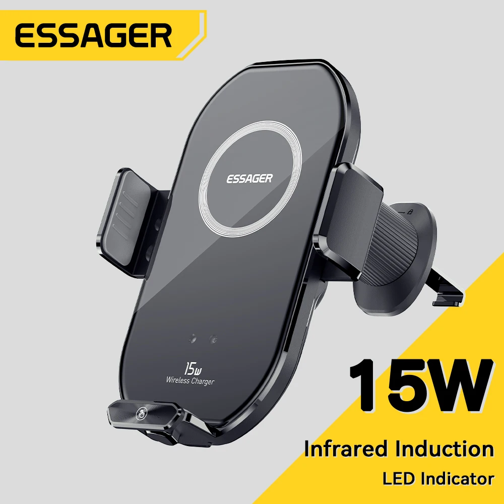 

Essager 15W QI Car Mounts Wireless Chargers Car Holder Charger Aircon Vent For iPhone 15 14 13 12 Pro Max Huawei Xiaomi Samsung