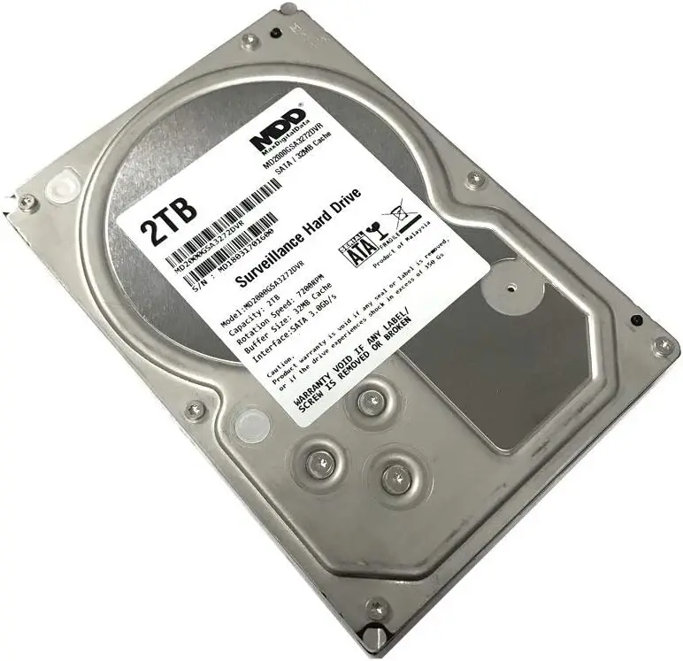 2-терабайтный жесткий диск для видеонаблюдения, 7200 об/мин, SATA 3.0 Гбит/с, 32 МБ кэш-памяти, 3,5 дюйма, для видеореги