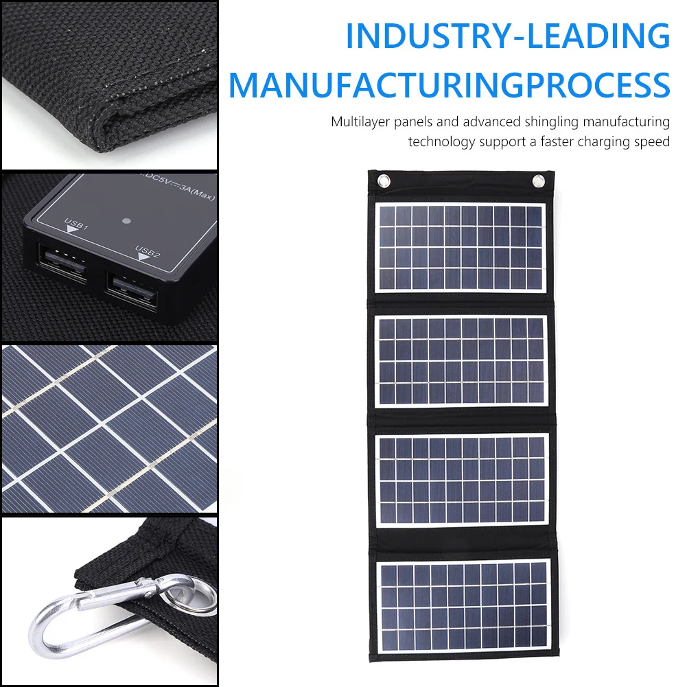 30/40/50W Foldable Solar Panels Portable Solar Panels Charger 5V 3A Power Solar Panel Mobile Power Supply for Outdoor Tourism