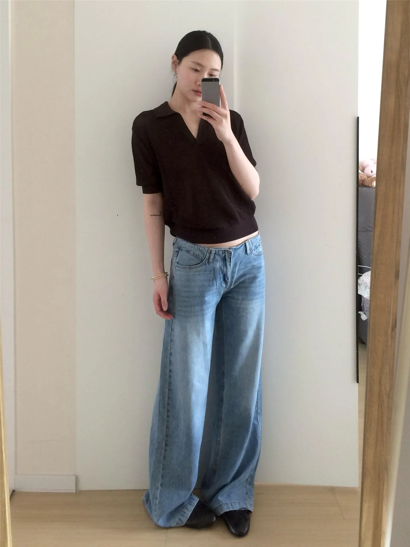 

Light Blue Low Waist Straight Leg Denim Pants Women Summer Thin Loose Drapey Sexy Floor Length Jeans Casual Cotton