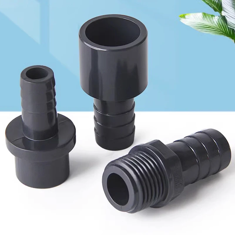 1~5Pcs Dark Grey PVC Pagoda Connector 20/25 To 12/16/20mm Garden Irrigation Hose Fish Tank Accessories PVC Pipe Adapter Fittings