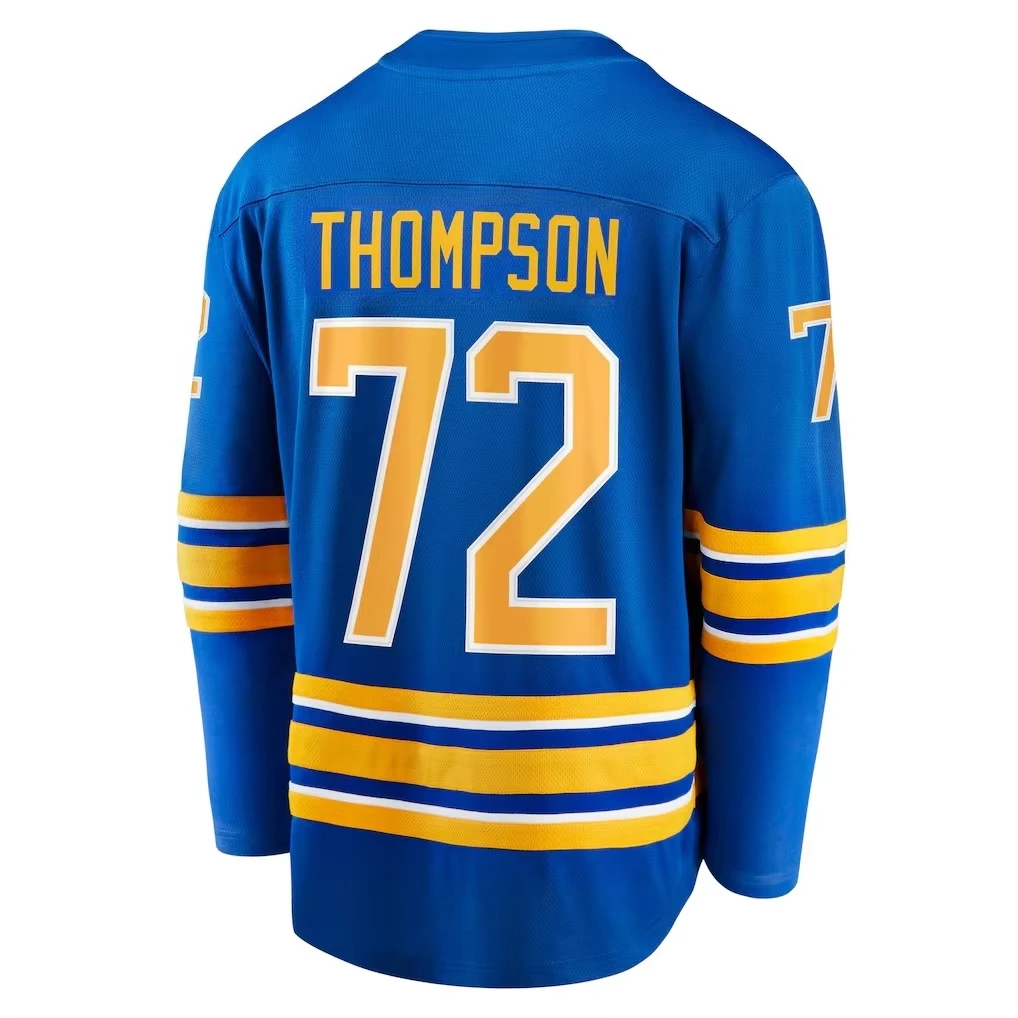 2026 Sommer Herren Blaues Eishockey-Trikot - Schnelltrocknendes, Atmungsaktives Langarm-Sportshirt mit Rundhalsausschnitt und Buffalo-Grafik
