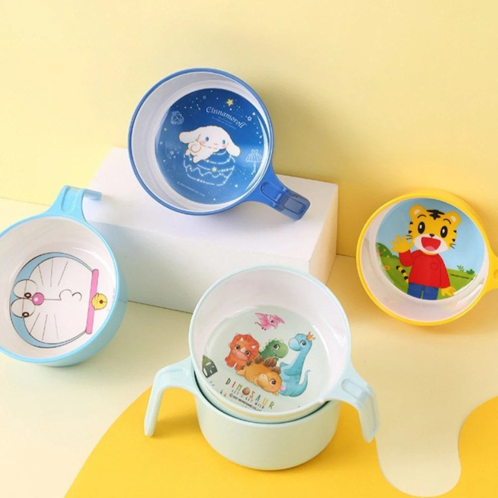 

Kids Bowls Cartoon Tableware Scald Resistant Food Bowl with Handles Doraemon My Melody Baby Food Bowl for Noodles Soup Tableware