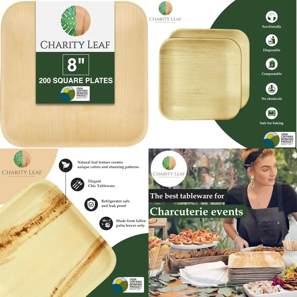 

Биоразлагаемые тарелки с пальмовыми листьями — оптом, 200 шт., сверхпрочная, естественная, качественная, экологически чистая одноразовая посуда