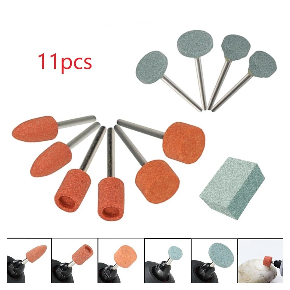 

11pcs Polishing Head Grinding Head Set Abrasive Mounted Stone 3mm Shank Grinding Head Stone Wheel For Rotary Power Tool