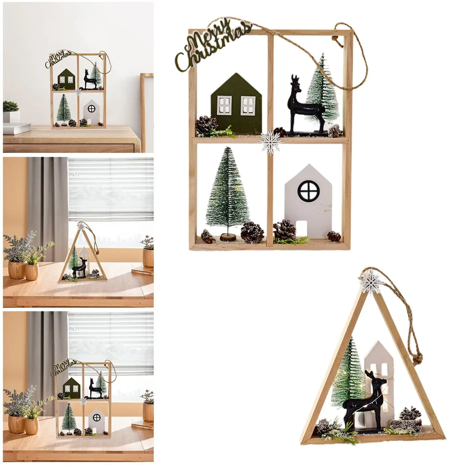 Christmas Hanging Decorations Wood Ornament Party Supplies Gifts Hanging Pendant Photo Props for Window Door Home Office Wall