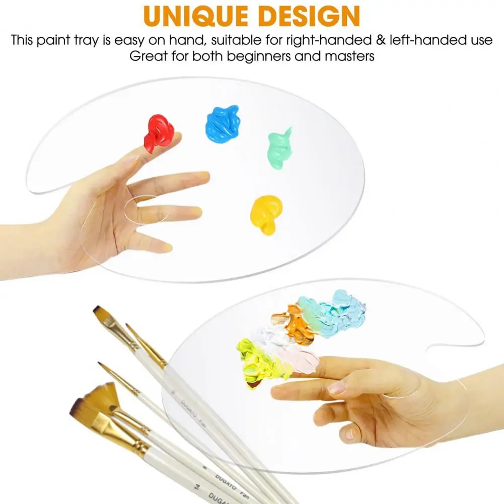 Useful Color Palette Reusable Mix Durable Clear Pigment Mixing Plate with Finger Hole