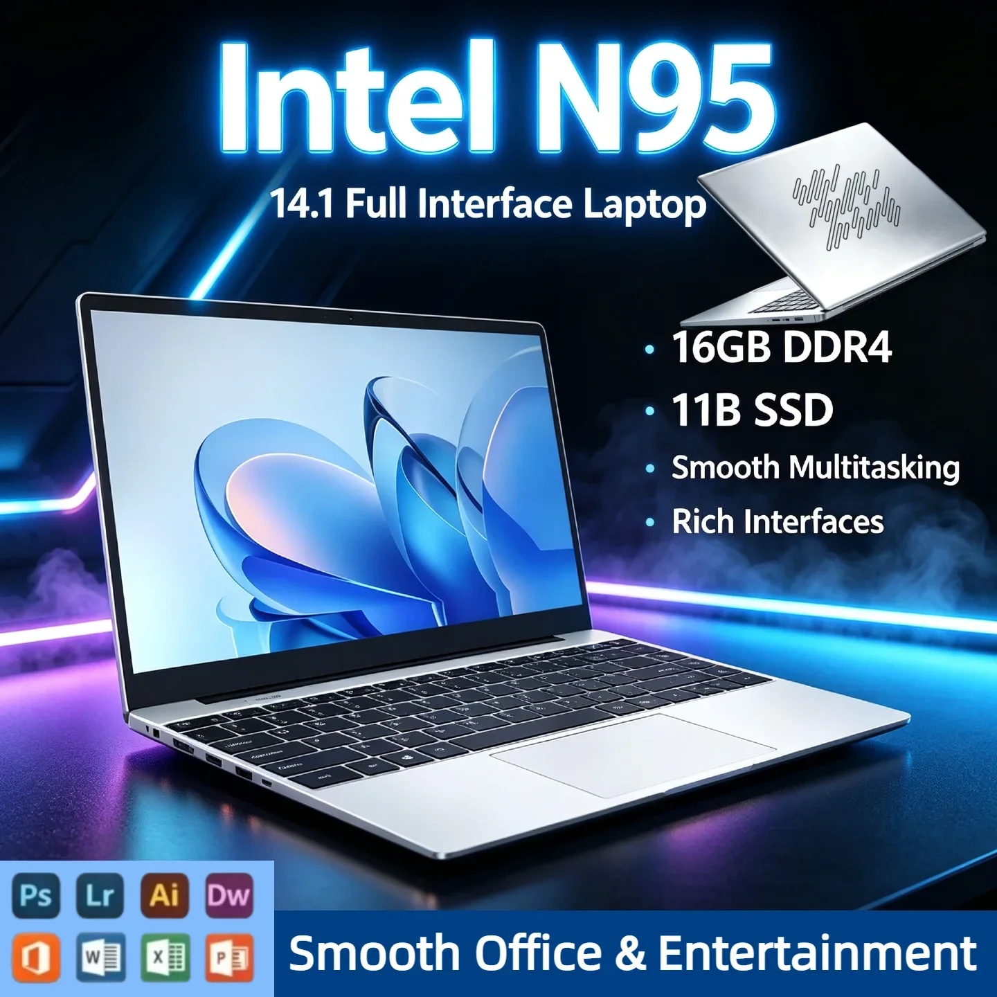 14.1-Inch 14.1-Inch N95 Ultrabook, 32GB RAM, 2TB NVMe SSD, FHD Display, Gaming Laptop, Extreme Performance, Pro Speed. Slim. - Aliexpress Deal