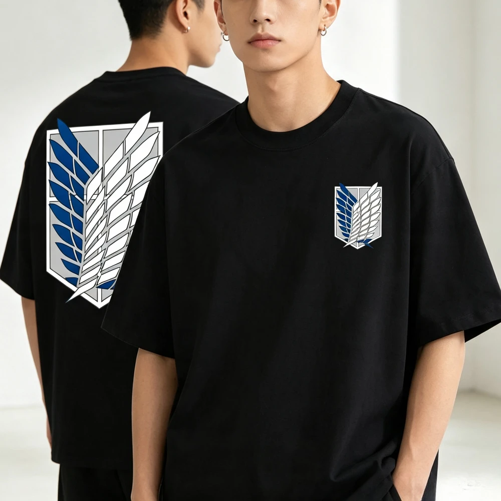 Japanese Anime T-shirt Men Attack on Titan T Shirt Unisex Kawaii Cartoon Titans Attack Graphic Tees Male Harajuku Summer Tops