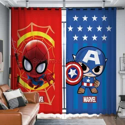 Cartoon Spiderman Curtain Blackout 3D Print Polyester 63x63 Inch Window Drapes  Avengers Custom Gifts for Boys Kids