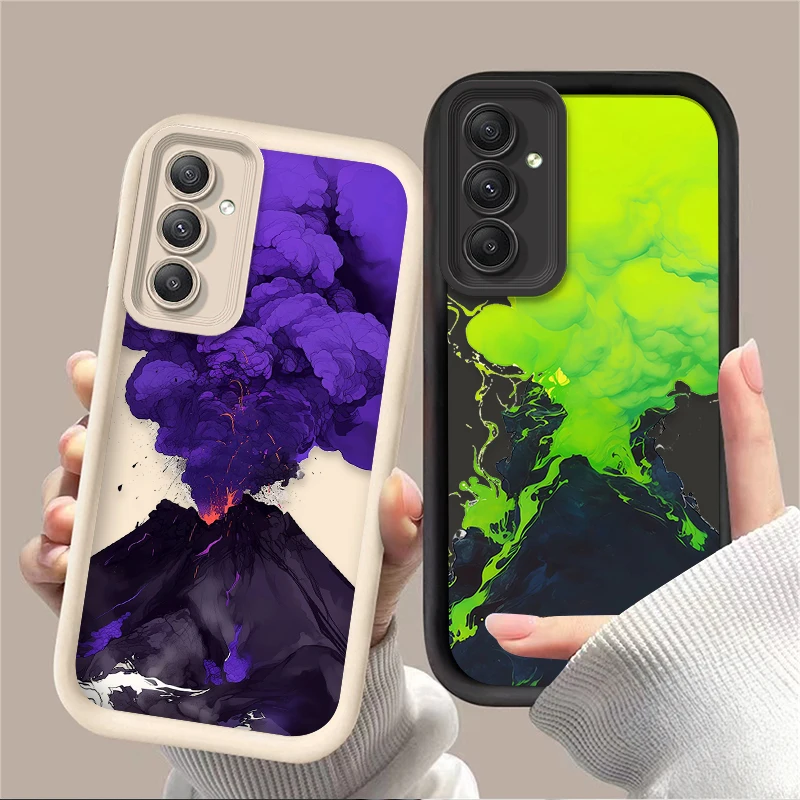 Purple Volcano Eruption Art Case for Samsung Galaxy A55 A15 A35 A25 A05 A05S 5G A24 A13 A23 A12 A22 A32 A52 A52S A71 A72 A51 4G