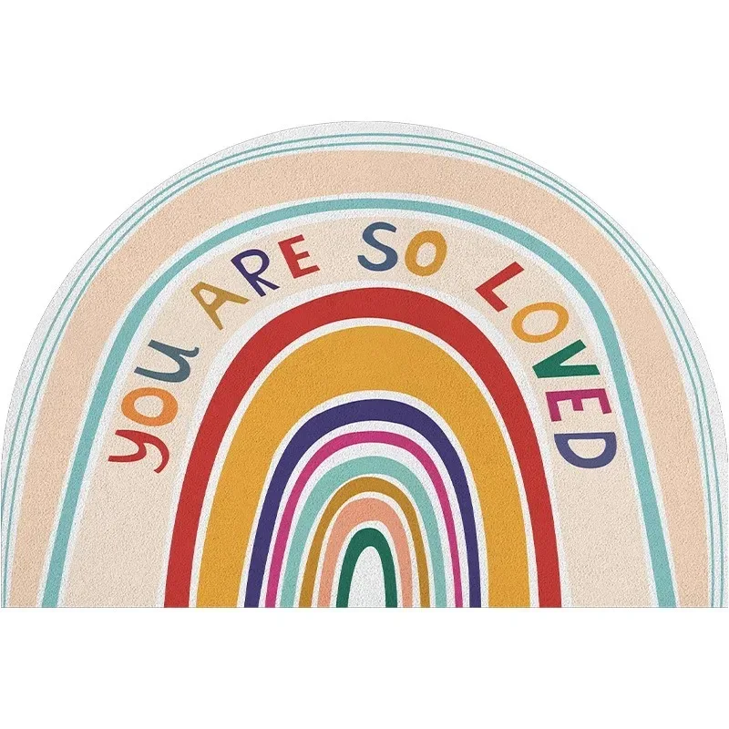 Small Rainbow Semicircle Mat Comfortable and Simple Household Bathroom Door Absorbent Non-slip Foot Mat Entry Door Mat