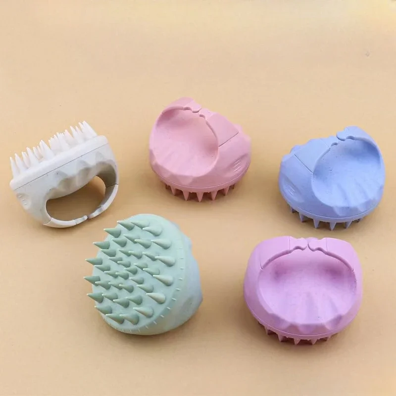 Scalp Brush Massager Sculp Scrubber Brush Wheat Straw Biodegradable Silicone Shampoo Brush Hair Scalp Massager For Hair Growth