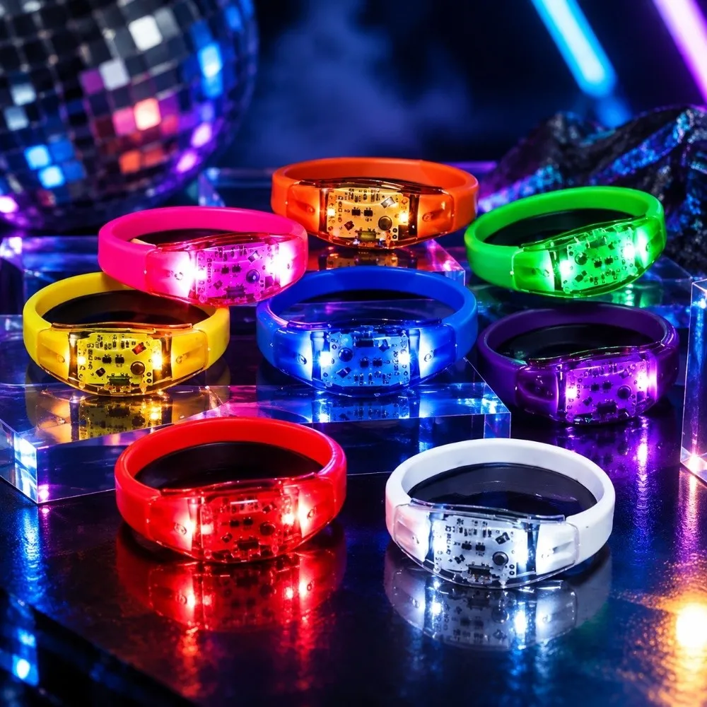 Gifts Silicone LED Glow Bracelets Atmosphere Props Creative Light Up Wristbands Funny Voice Controlled Flash Wristbands Wedding