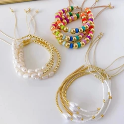 KKBEAD Boho Summer Bracelet for Women Gift Natural Pearl Bracelets Stackable Pulseras Y2k Accessories Jewelry Mujer
