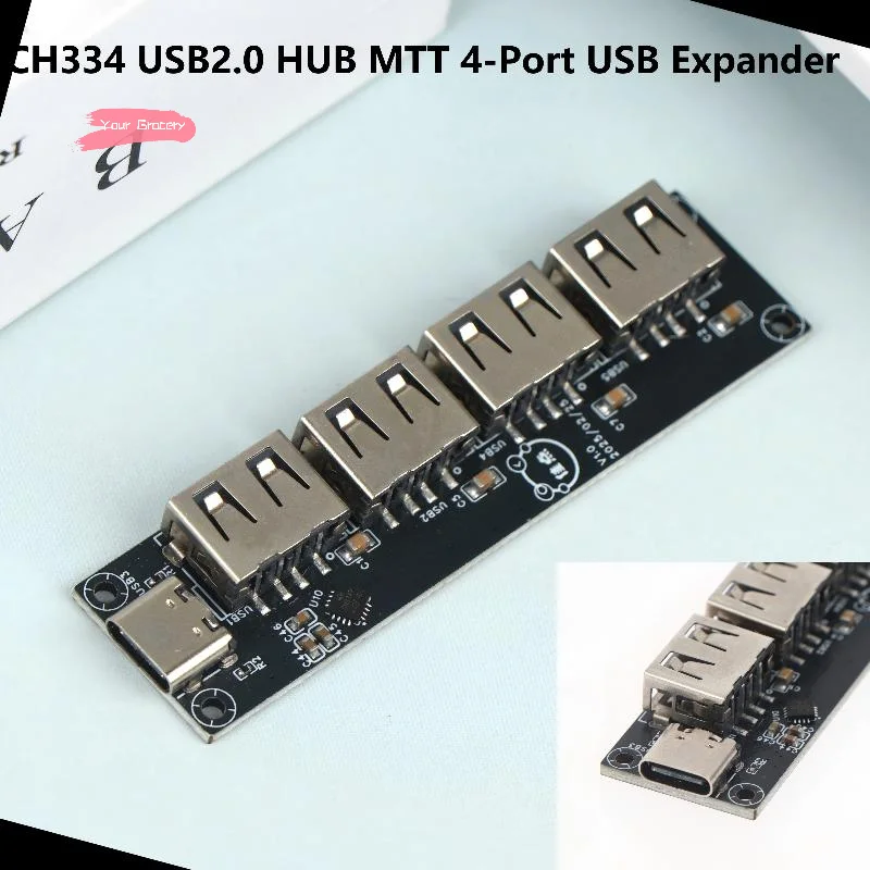 

Y-CH334 USB 2.0 HUB, 4-портовый USB-разветвитель, MTT (Multi Transaction Translator), USB-модуль-сплиттер для DIY-электроники