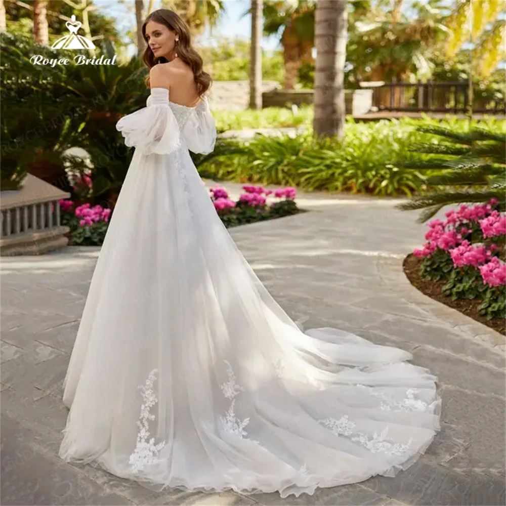 Robe de Mariée Trapèze en Tulle avec Volants en Dentelle, Magnifique, à Plusieurs Niveaux, à Manches sulfLanternes, pour Patients