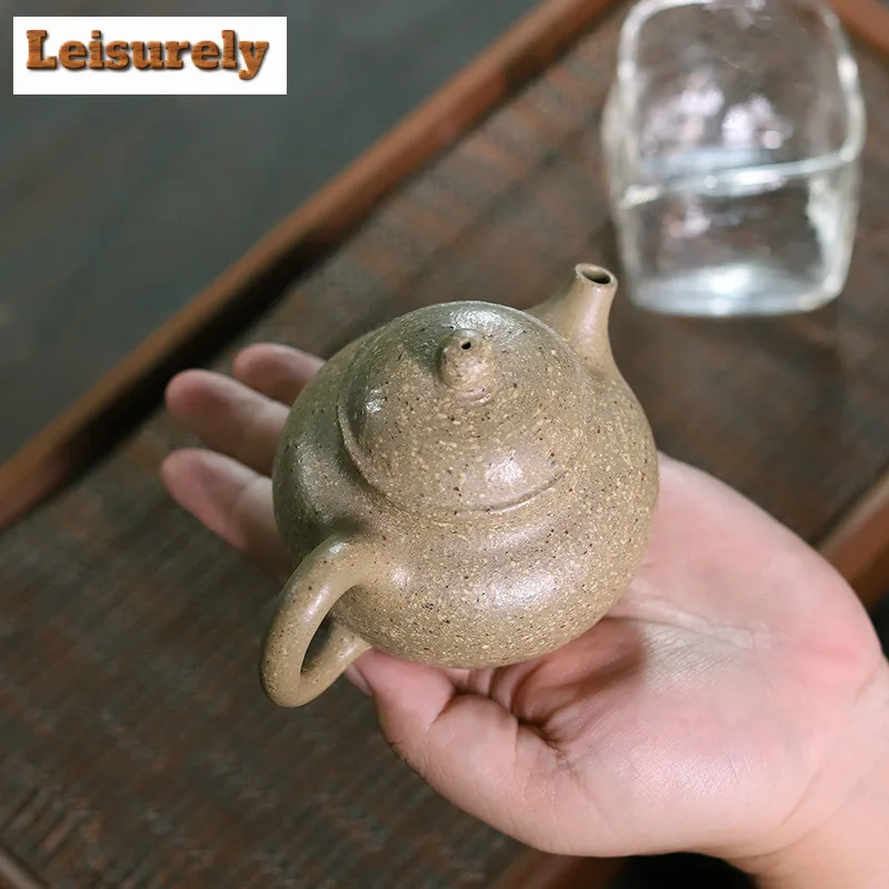 200ml Yixing Purple Clay Teapots Handmade Open Sky Pot Raw Ore Coarse Sand 16 Mesh Section Mud Tea Soaking Kettle Zisha Tea Set