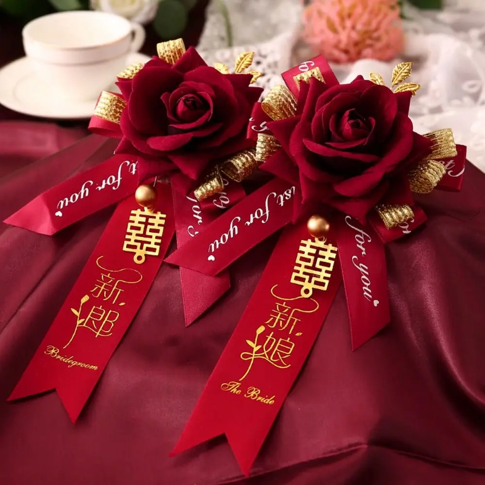 

Elegant Bridesmaid Decorative Simulation Flower Parents Chinese Style Corsage Wedding Corsage Bride Brooch Groom Brooch