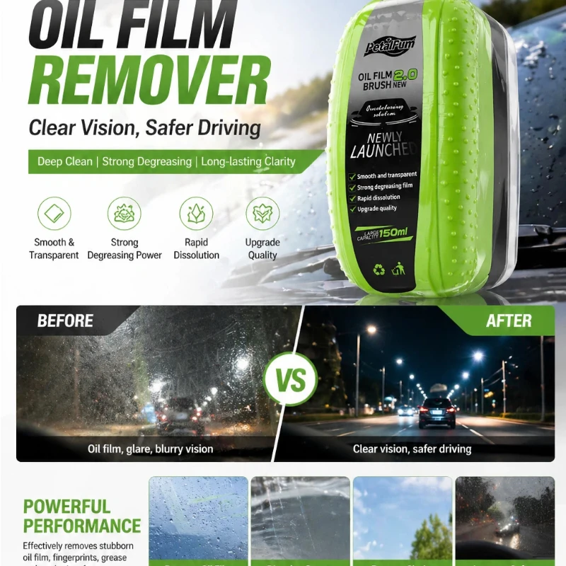 

Car Glass Oil Film Remover Automotive Glass Sponge Cleaning Brush Front Inner Windshield Glass Oil Film Cleaner For Car Cleaning