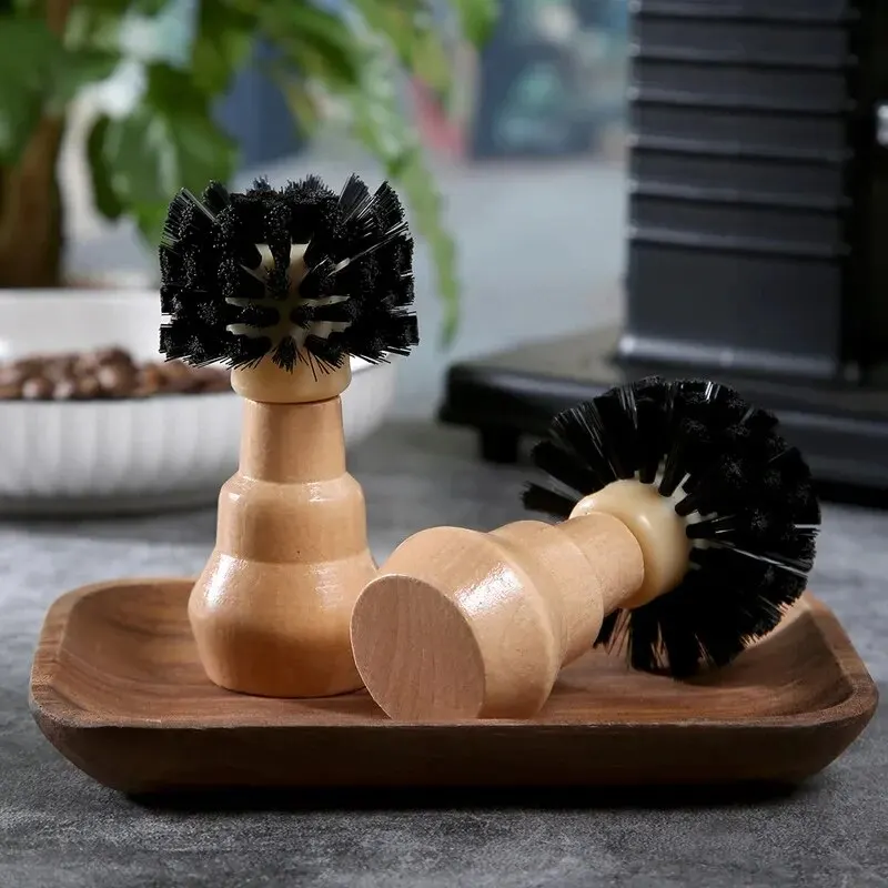 Portafilter Cleaning Brush Barista Espresso Coffee Tamper Cleaning Brush 51mm 54mm 58mm Tool with Wooden Handle Barista