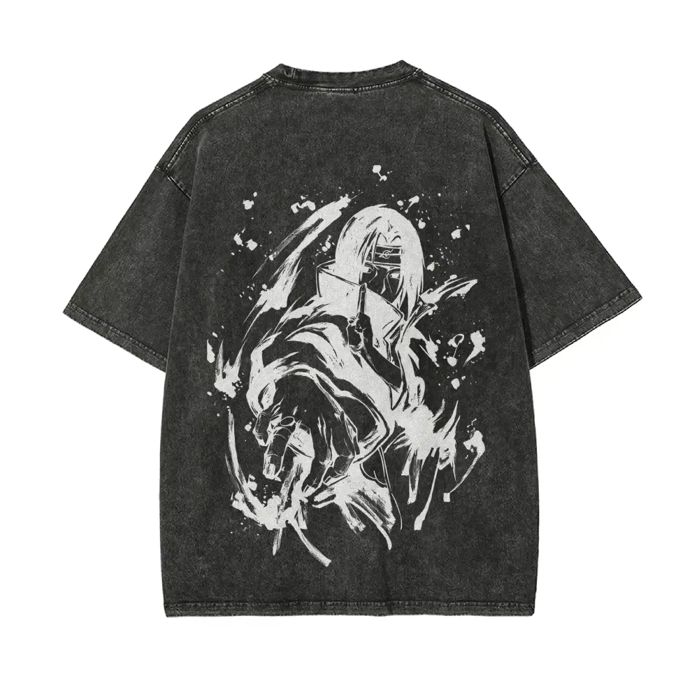 

Футболка Itachi Uchiha Naruto мужская, с эффектом кислотной стирки, с графическим принтом «Брызги чернил», хлопковая, в стиле стритвир, с изображением Акацуки, манга, ниндзя, винтажная футболка
