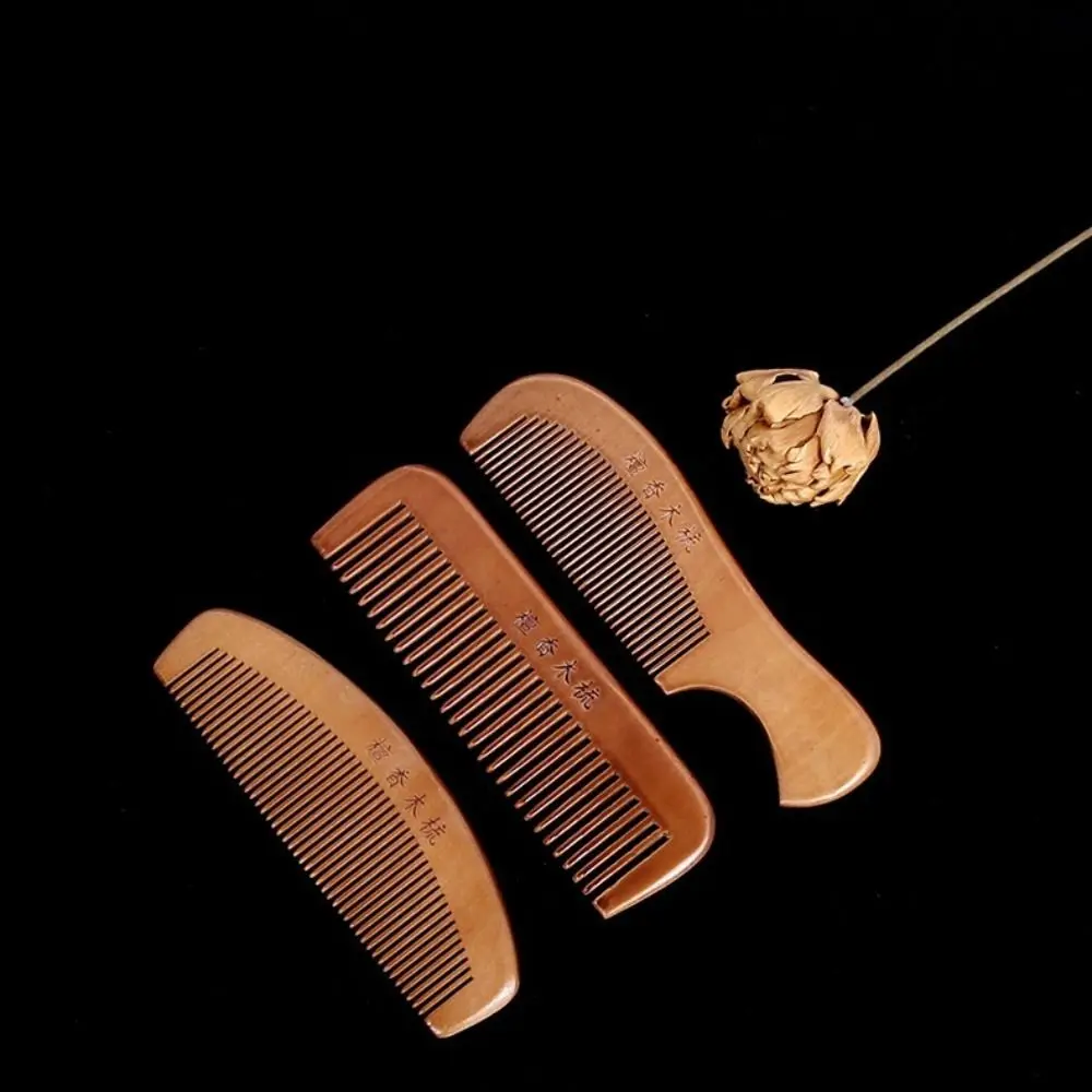 Wood Wooden Scalp Combs Coarse Tooth Anti-Static Head Acupuncture Point Massage Comb Narrow Tooth Carve Designs