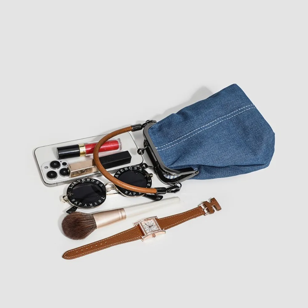 

New Vintage Style Women Handbag Blue Black Brown PU Leather Designer Shoulder Bag Lady‘s Denim Purses Versatile Crossbody Bags