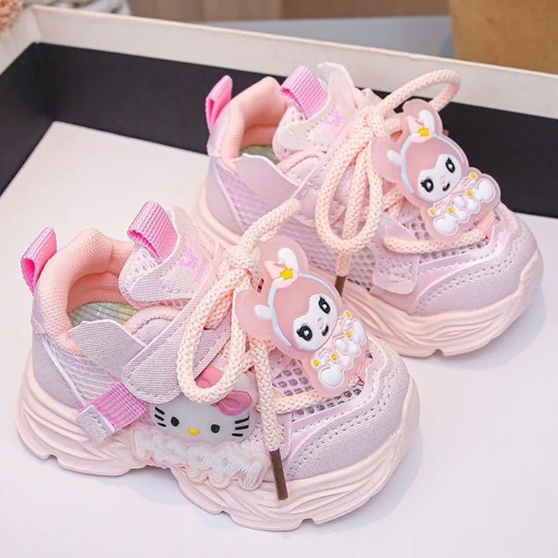 

Kawaii Sanrio, летняя осенняя милая обувь для малышей, студенческие удобные кроссовки Kuromi Hello Kitty, подарок на день рождения для девочек