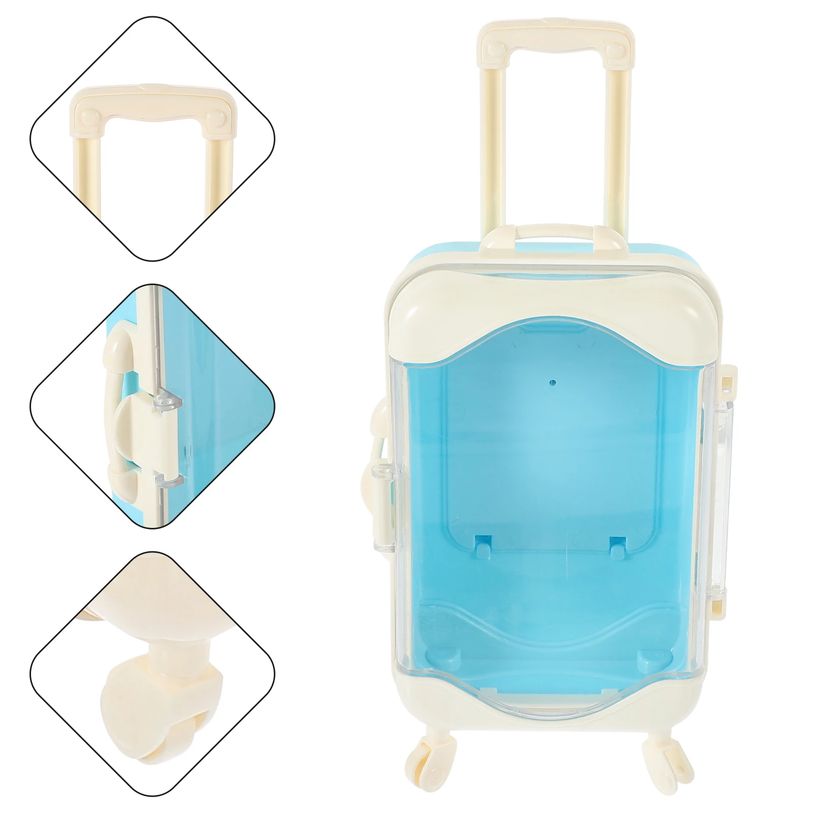 Juguete de viaje para niños, Mini maleta de equipaje simulada, juego de juguete educativo, accesorios decorativos para casa en miniatura para bebé azul