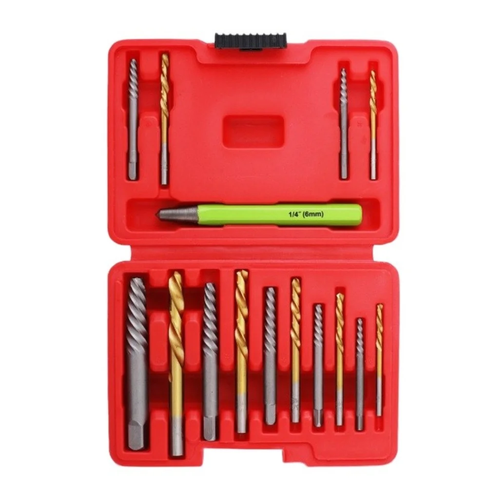 Screw Extractor Set Left Hand Drill Bits Center Punch For Removing Stripped Screws And Broken Bolts Broken Bolt Extractor Kit