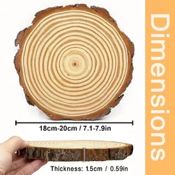 3Pcs Wood Slices Large 7-8 Inch (18-20cm) Round Wood Circles with Tree Bark Ornaments Wood Pieces for Home Wedding Decoration