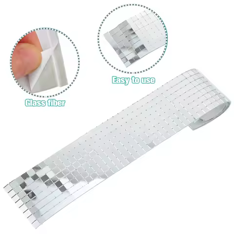 2 Rolls Easy Apply Mirror Glass Wall Stickers Fiberglass Adhesive Tile Decals for Bathroom Kitchen Bedroom Ceiling Glass Surface