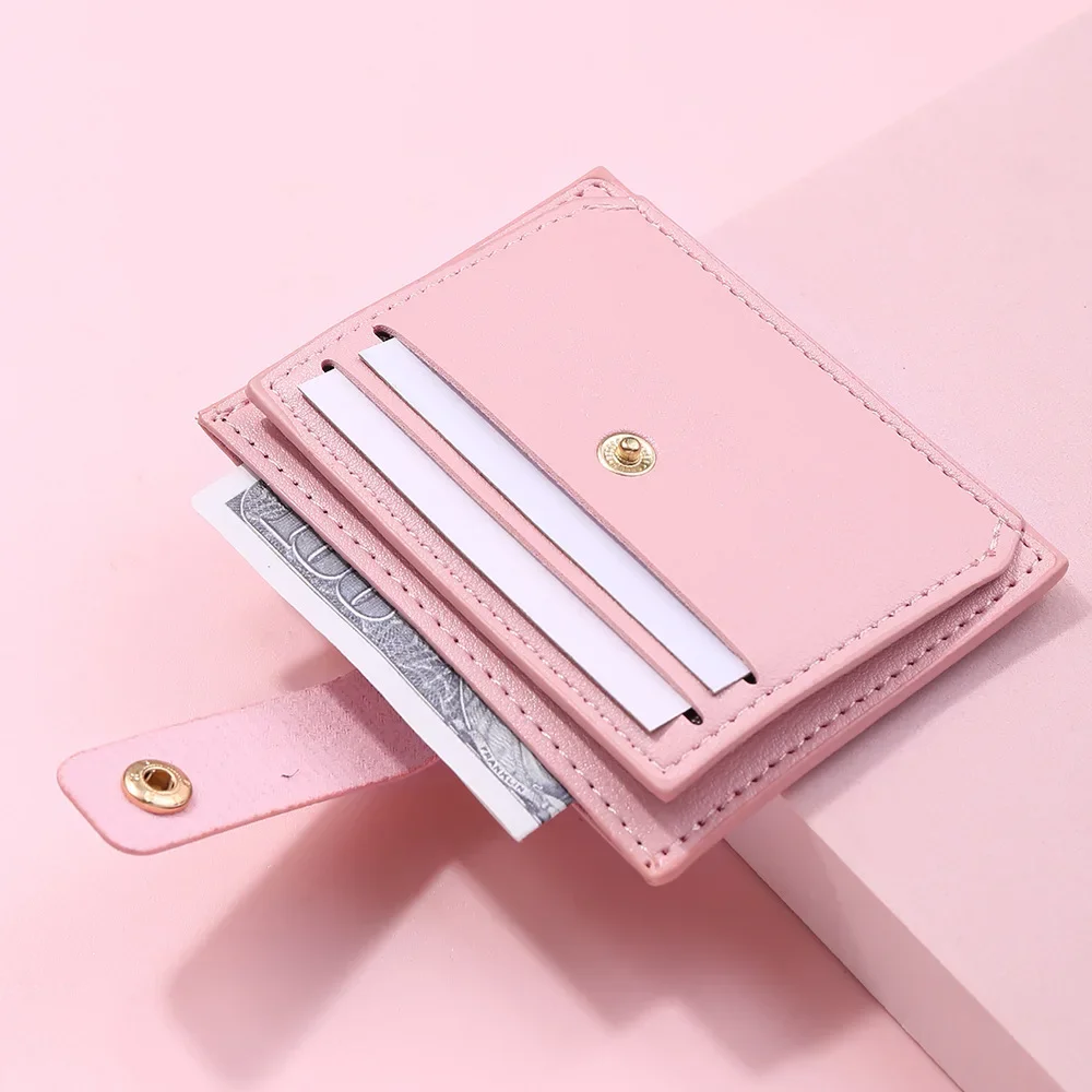 2024 New Women's Card Bag Mini Buckle Multi Slot Card Clip Compact and Ultra-thin Female Student Card Bag