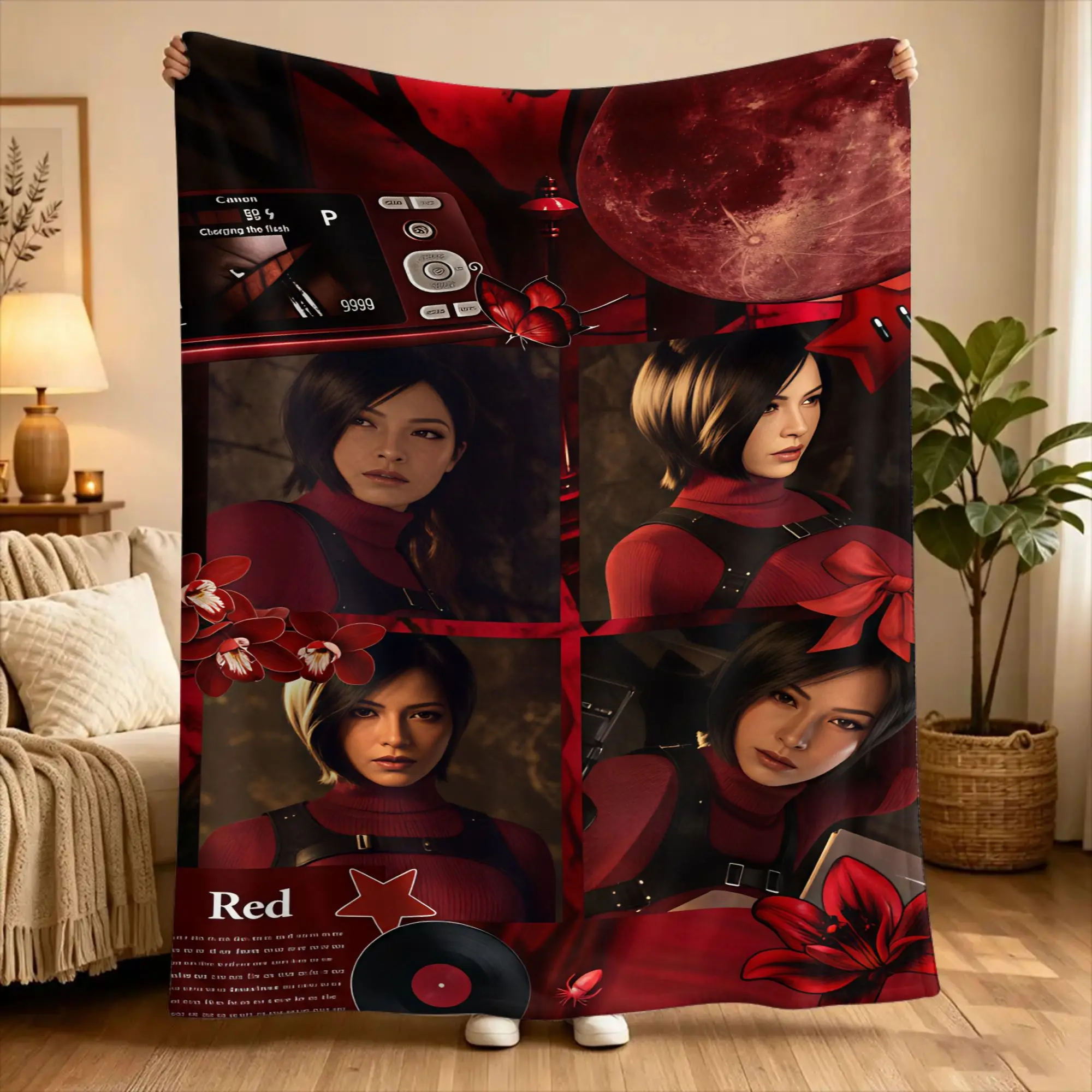 Ada Wong Resident Evil Blanket Quality Warm Soft  Throw Blanket Autumn Airplane Travel Couch Chair Sofa Bed Pattern Bedspread