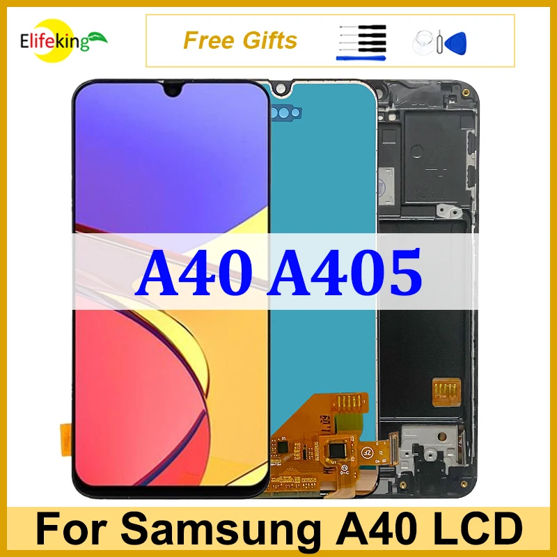 

5.9" LCD For Samsung Galaxy A40 A405F Display Touch Screen A405FN A405FM A405S Digitizer Assembly Screen Replacement With Frame