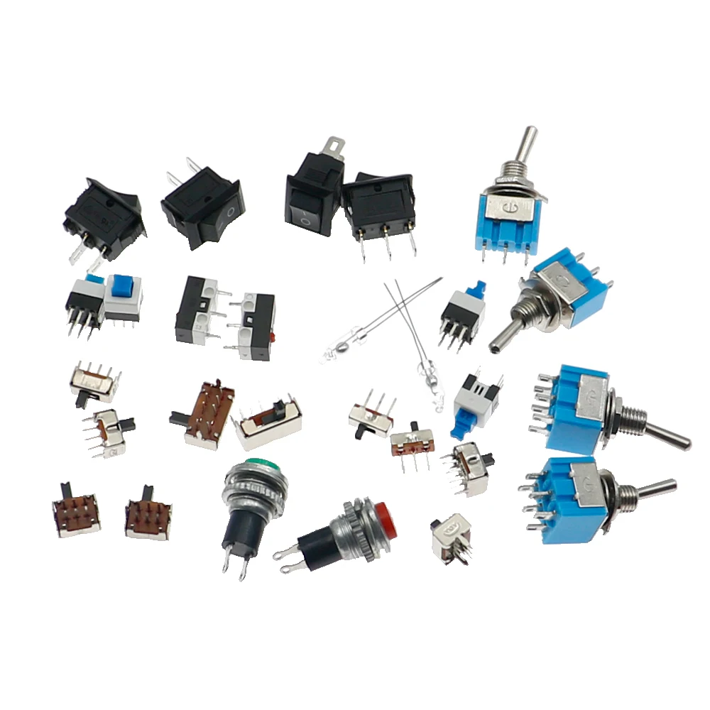 62Pcs 15 values of Tactile Switches Push Button DIP Tact Toggle switch ON-OFF Power Switch Assorted kit