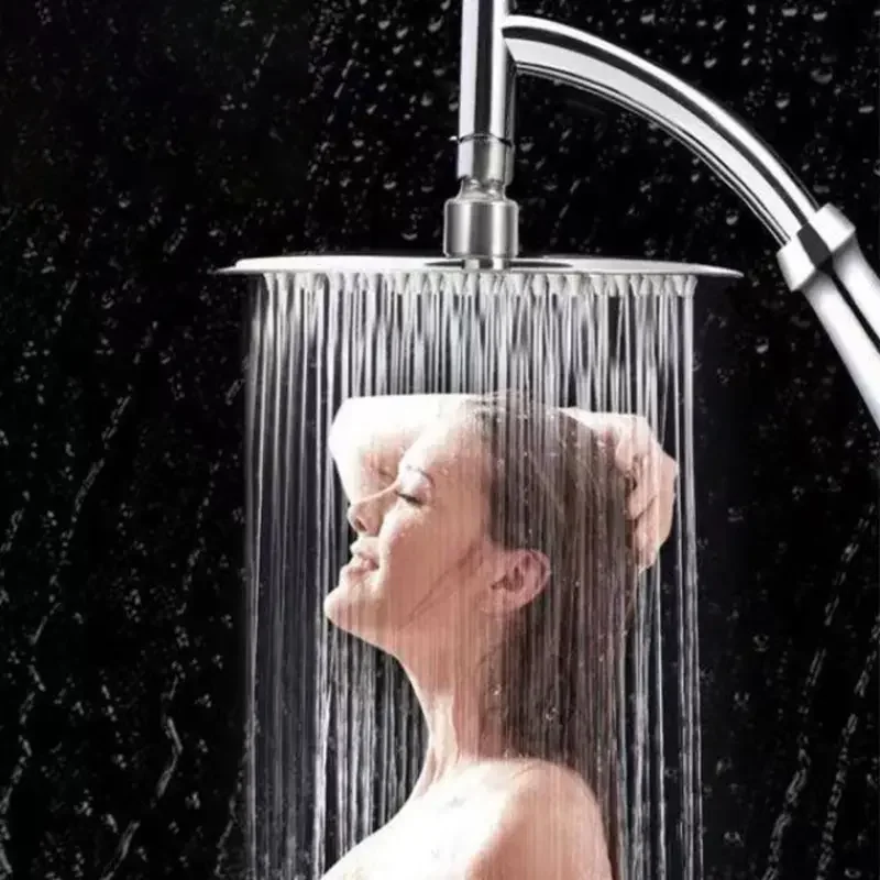 High Pressure Rainfall Shower Head Stainless Steel Square Shower Head Extender Large Curved Shower Extension image 2