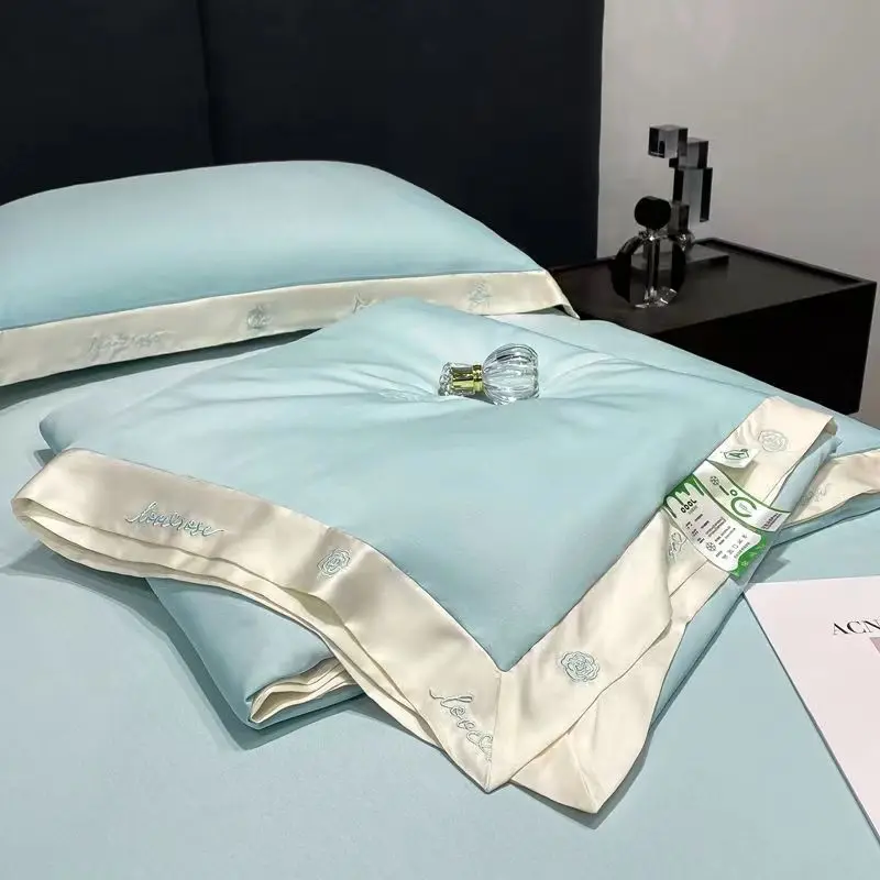 

Summer Blanket Cooling Quilt Pillowcase Single Double Bed Duvet Thin Embroid Bedding Set Twin Queen Air Conditioning Comforter