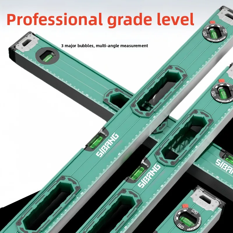 High Precision Strong Magnetic Level Ruler, Anti Drop Small Aluminum Alloy Portable, 3 Large Water Bubbles, Multi Angle Measurem